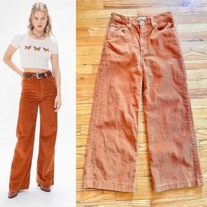 Levis Ribcage burnt orange wide leg corduroy pants